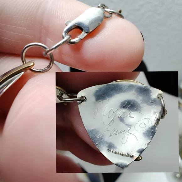 Vintage Sterling Silver Bronze Swirl Hand wrought Modernist Necklace Earring Set - Picture 8 of 15